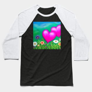 Valentine Wall Art - Entwined hearts - Unique Valentine Fantasy Planet Landsape - Photo print, canvas, artboard print, Canvas Print and T shirt Baseball T-Shirt